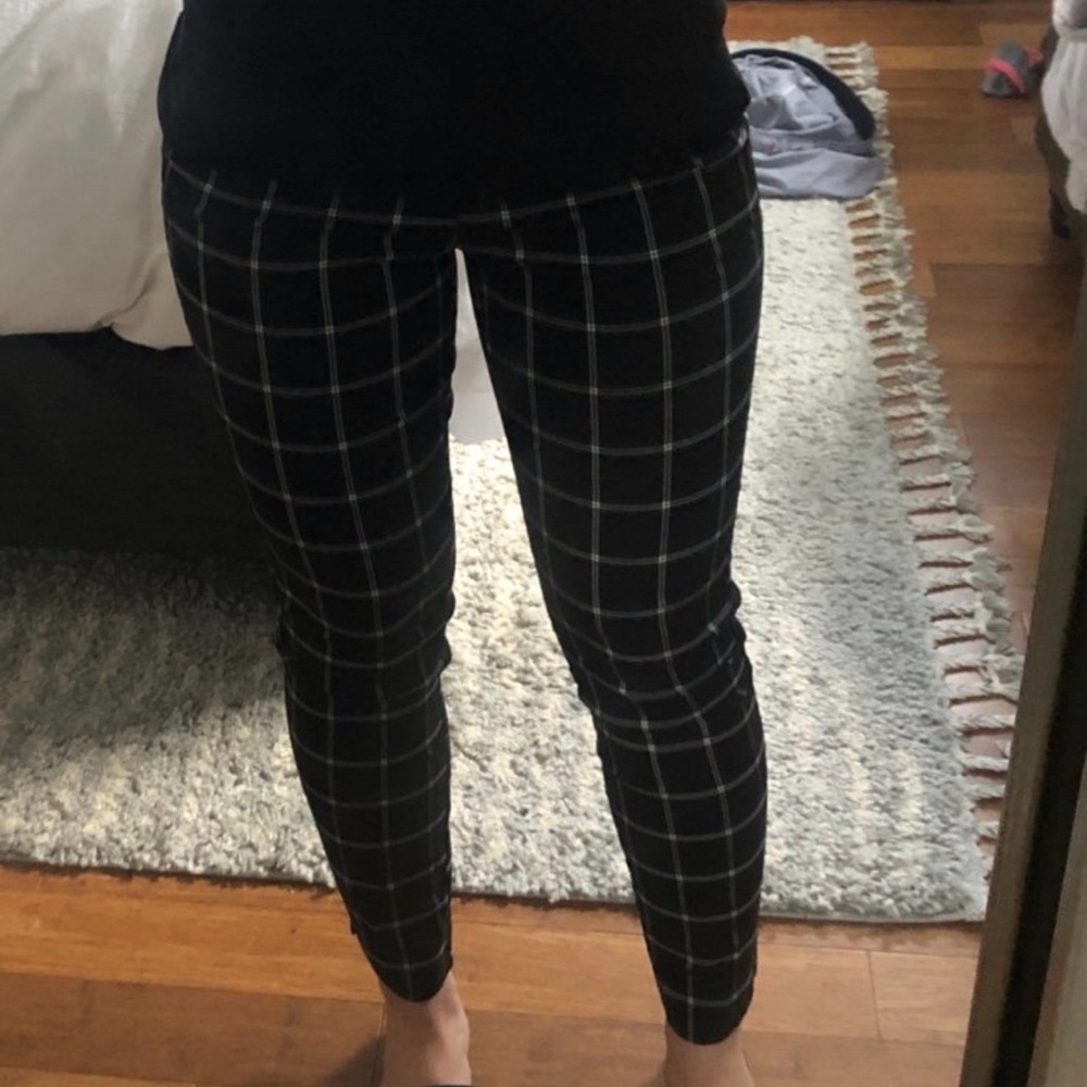 Zara Black and White Checkered Trousers